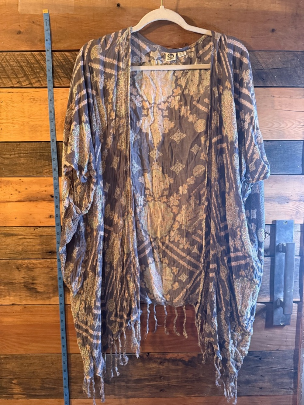 Lagaci Boho Kimono One Size Sheer Tassel Fringe Cardigan Festival Layer